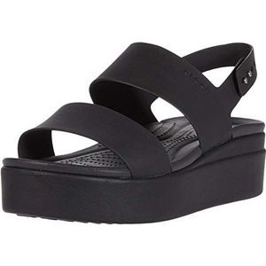Crocs Brooklyn sandalen met lage sleehak voor dames, Zwart/Zwart, 4