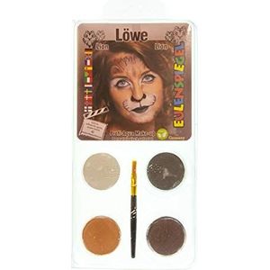 Eulenspiegel 204092 - motiefset leeuw, 4 kleuren, 1 kwast, 1 handleiding (mogelijk niet beschikbaar in het Nederlands), voor ca. 40 maskers, carnaval, themafeest