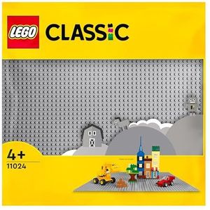 LEGO Classic Grijze bouwplaat, Startset met Grote Vierkante Grondplaat, Basis Constructie Speelgoed voor Kinderen, Cadeau voor Jongens en Meisjes 11024