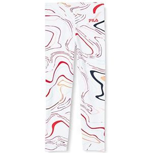 FILA SONFAS 7/8 leggings voor meisjes, White Colour Waves AOP, 170/176, Witte Colour Waves Aop, 170/176 cm