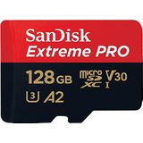 SanDisk Extreme PRO 128 GB MicroSDXC UHS-I-Kaart Met SD-Adapter (A2 App Performance, 2 Jaar RescuePRO Deluxe Software, Leessnelheden Tot 200 MB/s, Class 10, UHS-I, U3, V30, 30 Jaar Garantie) Zwart