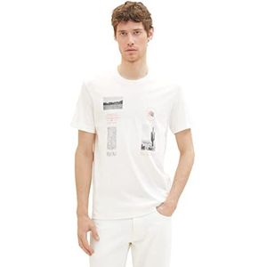 TOM TAILOR Heren T-shirt met foto-print, 10332 - Off White, M