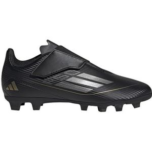 adidas F50 Club Velcro Football Boots Flexibele Ground, voetbalschoenen voor stevige vloer, Core Black/Iron Met./Gold Met, 33 EU, meerkleurig (Core Black Iron Met Gold Met), 33 EU