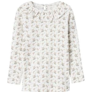 NAME IT Nmfgago Kni Ls Slim Top Lil Noos Shirt met lange mouwen voor meisjes, Coconut Milk., 92