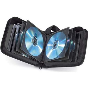 Hama 00033831 CD-tas voor 40 discs/CD/DVD/Blu-ray (map voor opslag, ruimtebesparend voor auto en thuis, transporthoesjes) eén maat, Zwart