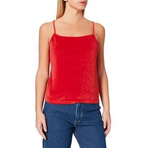 NA-KD Velours Top Cami Shirt voor dames, Rood, M