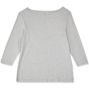 Amazon Essentials Women's T-shirt met driekwartmouwen, stevige boothals en slanke pasvorm, Lichtgrijs, L