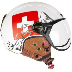 CGM EBI Skihelm Unisex Volwassenen, Wit Rood mat, XS (53-54 cm)