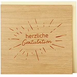 Holzgrusskarten Originele hartelijke felicitatie, 100% gemaakt in Oostenrijk, bestaat uit kersenhout