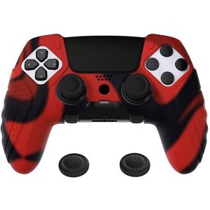 PlayVital Beschermhoes voor ps5 Edge Controller, Anti-Slip Silicone Protective Case met Duimgreep Caps, Zweetbestendig, Zachte Ergonomische Skin Cover - Guardian Edition (Rood&Zwart)
