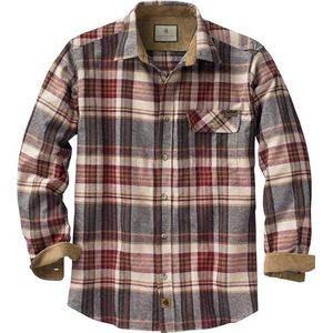 Legendary Whitetails Men's Standard Buck Camp Flannel, Long Sleeve Plaid Button Down Casual Shirt, Corduroy Cuffs, Cedarwood, Medium
