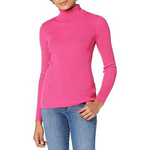 Amazon Essentials Dames slim fit lichte coltrui met lange mouwen voor dames, felroze, XS