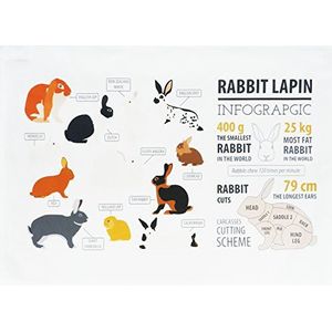 Half a Donkey The Rabbit Infographic Cotton Tea Towel
