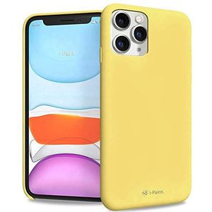 i-Paint Beschermhoesje voor iPhone 11 Pro Max 6,5 inch (16,5 cm), van siliconen, geel met microvezelvoering, Solid Case Yellow