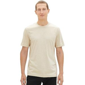 TOM TAILOR T-shirt voor heren, 32453 - Beige Alfalfa Line Design, S