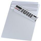Wedo 57954 Klembord A4, aluminium schrijfplaat, afneembare zonne-rekenmachine, ophangmogelijkheid, zilver