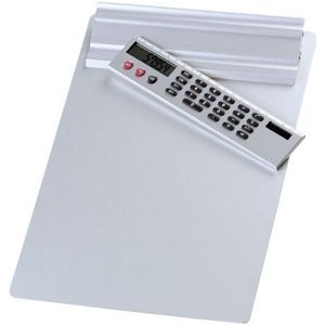 Wedo 57954 Klembord A4, aluminium schrijfplaat, afneembare zonne-rekenmachine, ophangmogelijkheid, zilver