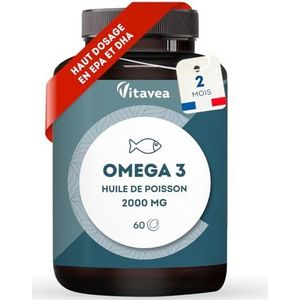 Vitavea Omega 3 Wilde Visolie 2.000 mg - Hoge concentratie EPA (1.000 mg) en DHA (500 mg) - Ondersteuning van cognitieve en visuele functies - Vitavea​