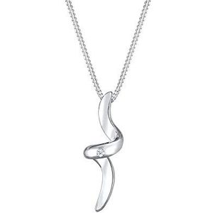 Diamore Dames sieraden ketting ketting met hanger Geo Abstract gebogen zilver 925 diamant 0,02 karaat wit lengte 45 cm