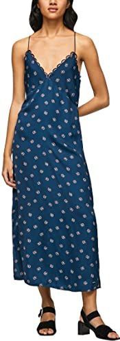 Pepe Jeans - Wijdvallende Maxi-jurk - Blauw - Dames - V-hals