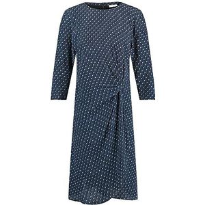 Gerry Weber Dames gestippelde jurk met knoopdetail 3/4 mouw jurk stof jurk gestippelde knielange jurk, Zwart/blauw opdruk., 40