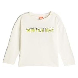 Koton Babyboys T-shirt met lange mouwen en ronde hals, bedrukt detail, ecru(010), 2-3 Jaar