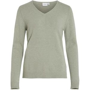 Vila Dames VIRIL V-hals L/S Knit Top - NOOS 14042769, Oliegroen/detail: melange, XL