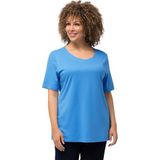 Ulla Popken - Shirt - Hemelsblauw - Katoen - Slanke Pasvorm - Kwartmouw