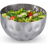 Relaxdays saladeschaal zilver - saladekom rvs - deco schaal - serveerkom - metalen schaal - S