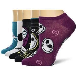 Disney Dames Nightmare Before Christmas 5 Pack No Show Sokken, Wit Teal Multi, 9-11