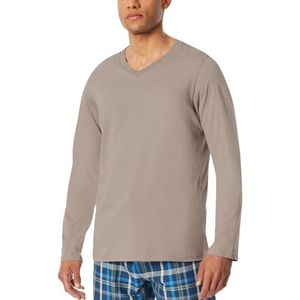 Schiesser Heren slaapshirt lange mouwen V-hals mix Relax pyjama top, clay_182182, 52, Clay_182182, 52 NL