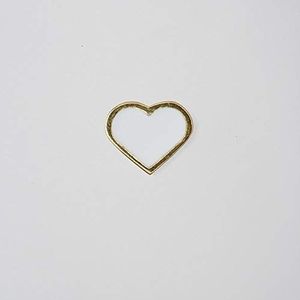 Design Letters Emaille Hartje Charm Wit (Goud), One size
