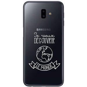 Zokko Beschermhoesje voor Samsung J6 Plus 2018, motief elk Veux decover, zacht, transparant, inkt wit