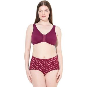Ulla Popken dames grote maten plus size bustier, borstvoedingsbeha, voorsluiting, cup C/D - E/F, druivenrood, 115D