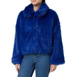 NAEMI Dames Faux Fur Blouson Sweatshirt, koningsblauw, S