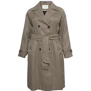 Kaffe Curve Kcoly Coat Trenchcoat dames, Houndstooth/Sand/Blue Check, 40