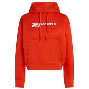 Karl Lagerfeld Jeans, Dames, Essentail Logo Hoddie, Regular Fit, Rood, M