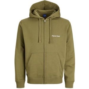JACK & JONES Jornorrebro Emb Sweat Zip Hood Pls - Plus Size, olijf, 5XL