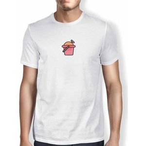 Green Fish, Basic T-shirt voor heren, 100% katoen, regular fit, Digital Icon Printed, maat: M, kleur: wit, wit, M