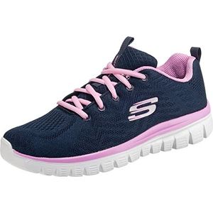 Skechers Graceful Get Connected Sneakers voor dames, Navy Mesh Pink Trim, 41 EU