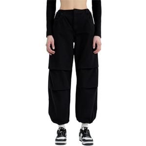 DeFacto Casual gebreide broek voor dames, joggingbroek - standaard pasvorm joggingbroek dames joggingbroek, joggingpak vrouw, zwart, 40