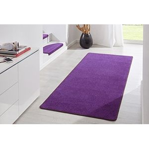 HANSE Home Indoor tapijt Fancy – woonkamertapijt effen modern velours tapijt voor eetkamer, woonkamer, kinderkamer, hal, slaapkamer, keuken – paars, 80 x 200 cm