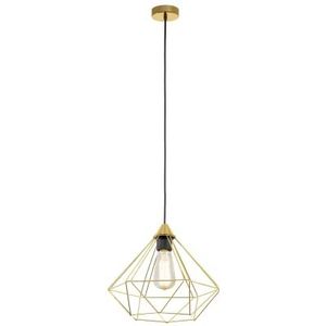 EGLO Hanglamp Tarbes, 1-lichts pendellamp, eettafellamp van metaal in mat messing, lamp hangend voor woonkamer, E27 fitting, Ø 32,5 cm