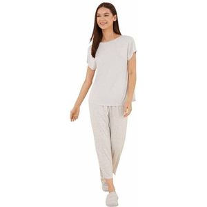 women'secret Pyjama Capri Bloemen Grijs, lichtgrijs/zilver, M