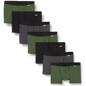 Nur Der Set van 7 boxershorts katoen stretch katoen strakke boxershorts mannen onderbroeken heren, kaki/grijs/zwart, XXL