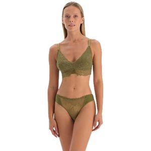 Dagi Khaki Fashion Gebreide Braziliaanse Regular Waist Lace Braziliaans Khaki, M, Kaki, M