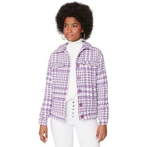Trendyol Vrouwen Regular Double-breasted overhemd kraag geweven jas, Lila, 60