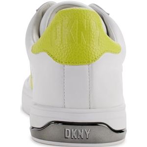 DKNY Abeni Lace-Up Sneakers voor dames, wit/fluorescerend geel, 36 EU, Wit fluorescerend geel, 36 EU