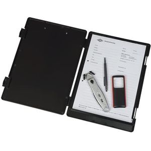 WEDO 575001 Klembord (A4) met opbergvak voor formulieren, rekenmachine en meer, stabiele metalen klem, pennenhouder (zwart)