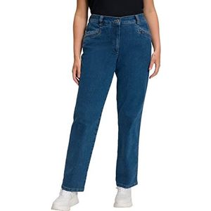 Ulla Popken Dames stretchjeans Mony broek, Denim Blauw, 53W / 34L